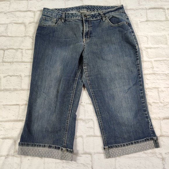 Avenue Denim - Avenue plus size womens capri stars print cuff denim jeans blue high waist sz 16